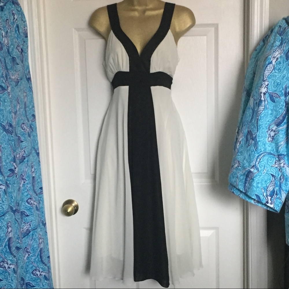 Jonathan Martin Ivory and Black Dress Sz 8